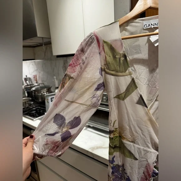 Ganni floral wrap dress - Picture 2 of 3